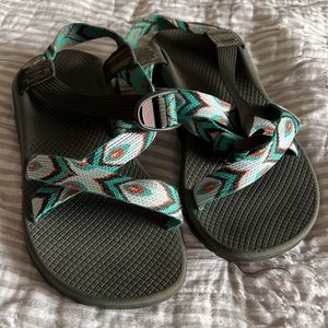 Peacock colored Chacos